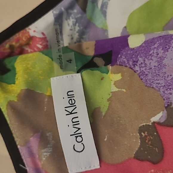 NWOT Calvin Klein Vibrant Floral Pattern Fitted Cotton Dress - Picture 8 of 12